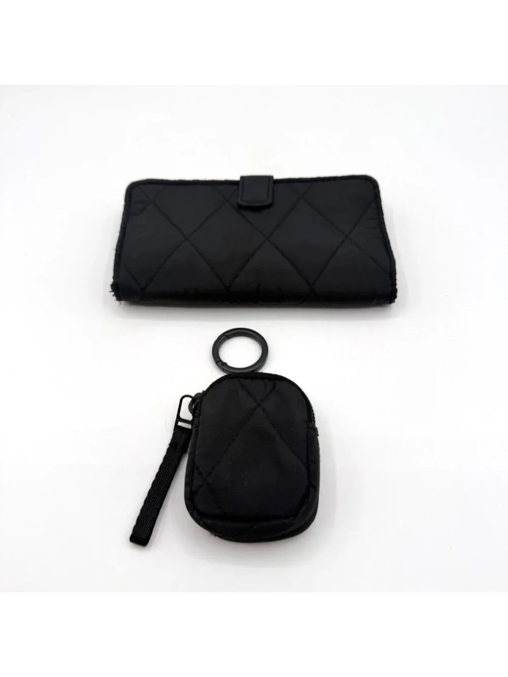 Lot of (2) Vera Bradley Black Tab Bifold Wallet & Keychain Air Pod/Coin Pouch